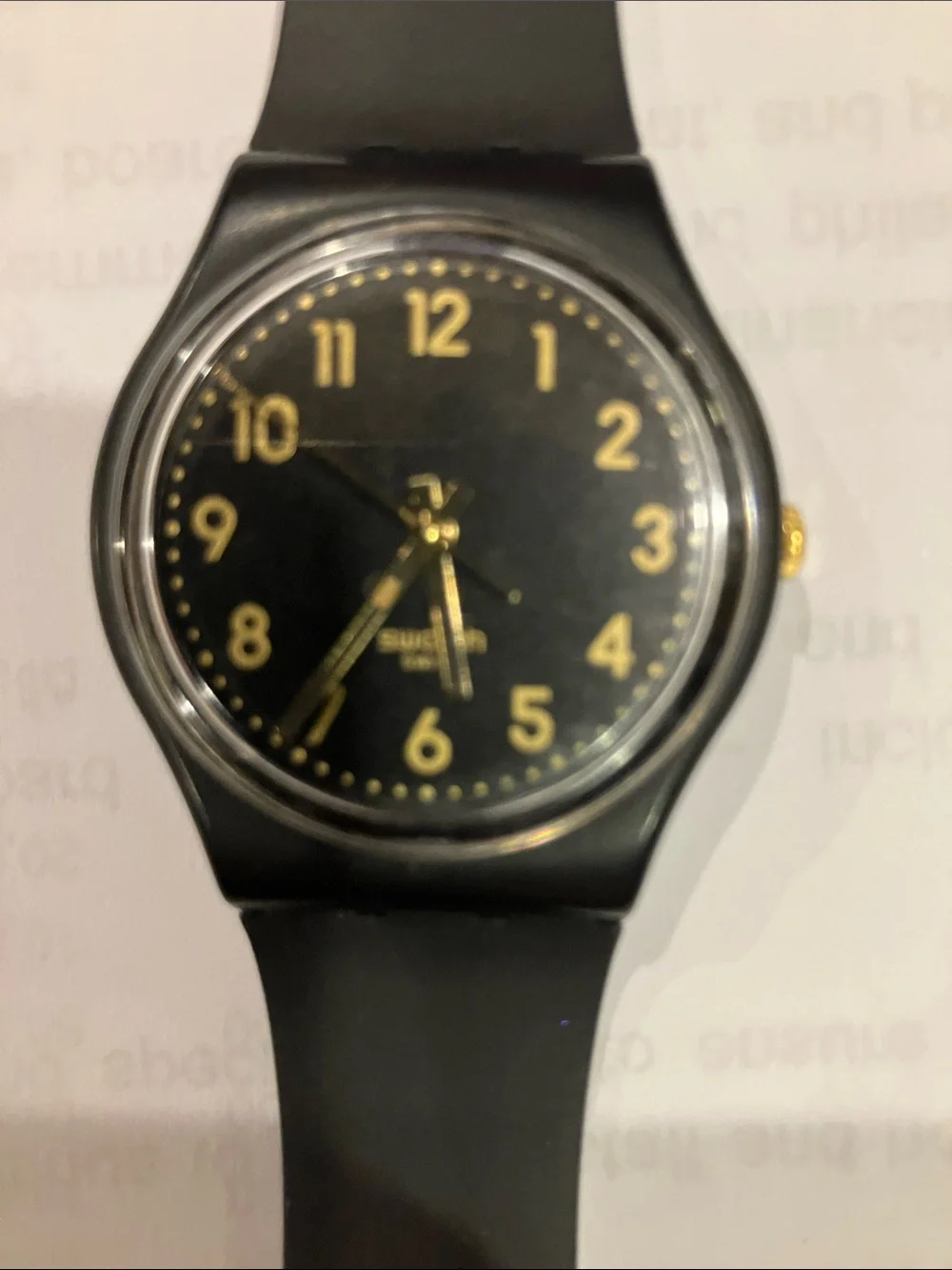 Swatch Watch Mens Golden Tac GB274 Black Unisex 34mm New Battery